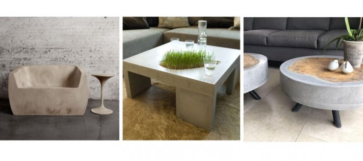 бетонная мебель и кофейные столики